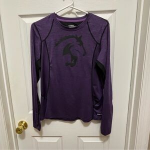 Kerrits women’s equestrian base shirt with their signature horse head graphic.